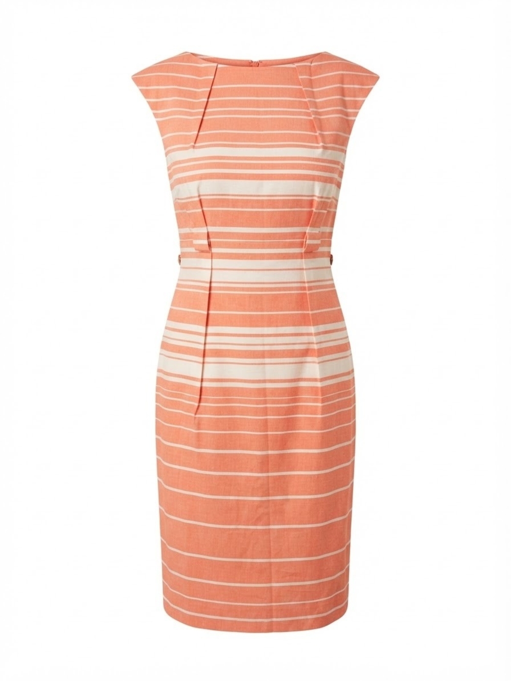Calvin Klein Coral and White Striped Midi Sheath Dress